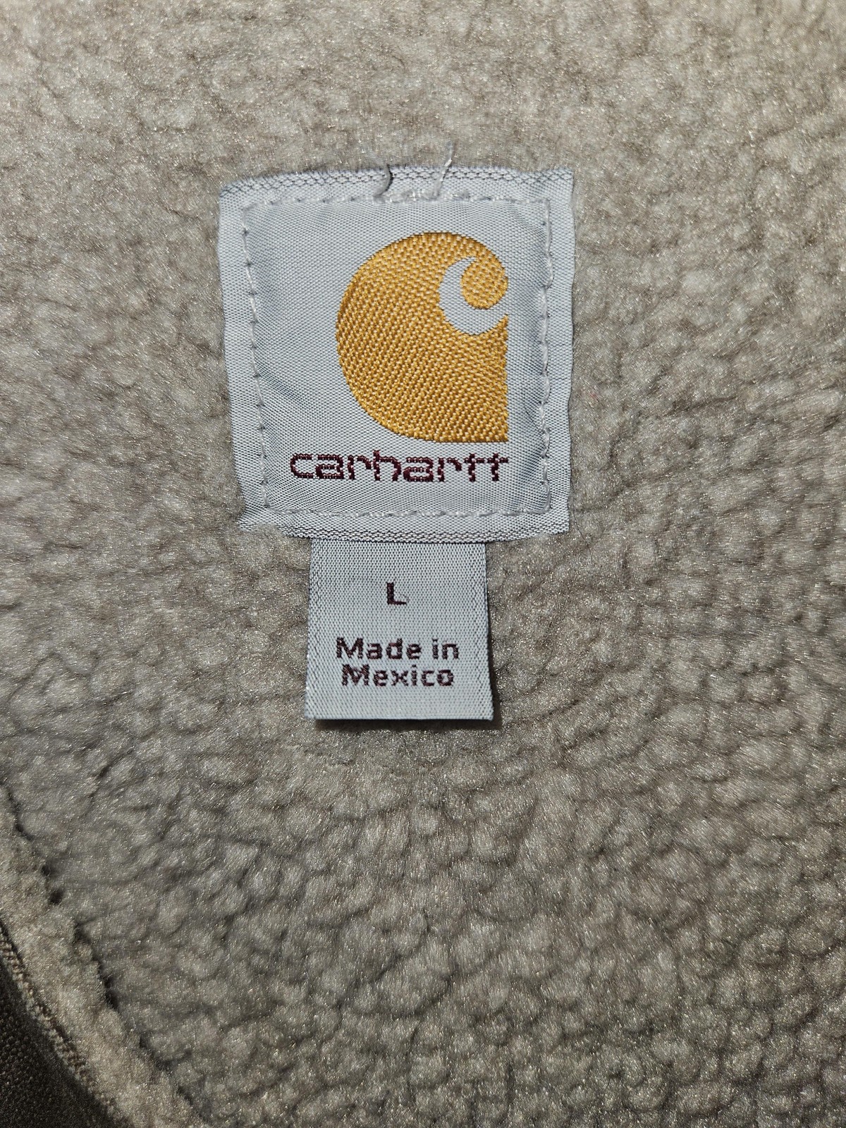 Carhartt Vest Mens Large Brown Sherpa Lined Insulated Canvas Workwear V26-DKB