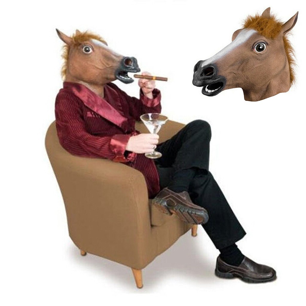 Horse Mask Halloween Party Full Head Latex Rubber Mask Novelty Fancy Prop