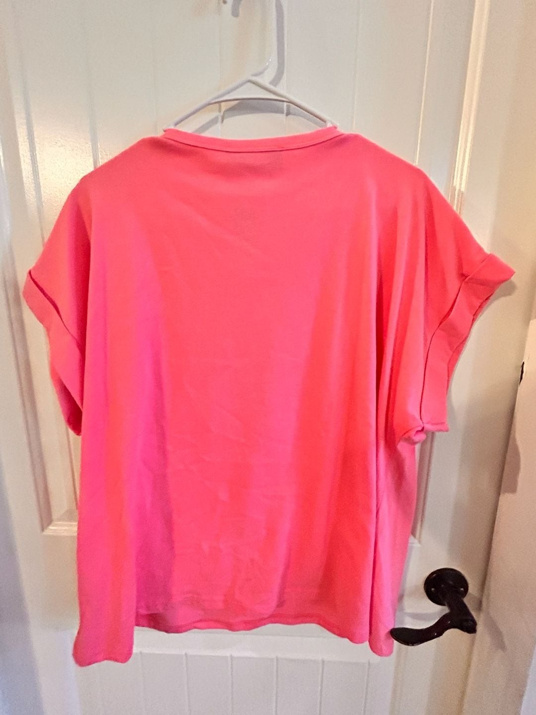 Blue B Collection Ordinary Girl Pink Short Sleeve Top with Bead Fringe V-Detail