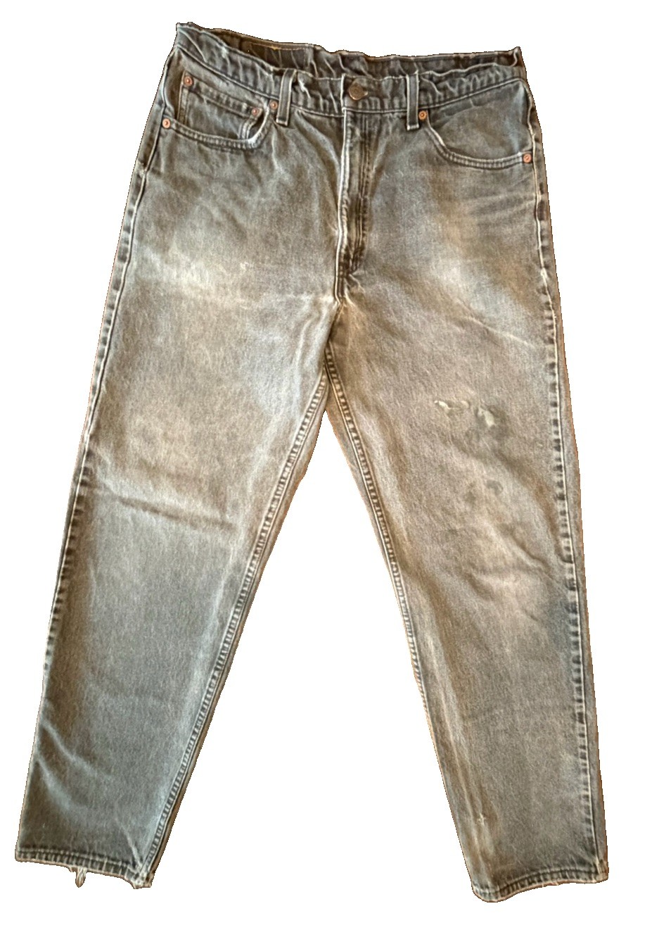 Levi’s 550 Men’s Gray Medium Wash Denim Jeans Tapered Regular Fit Distressed