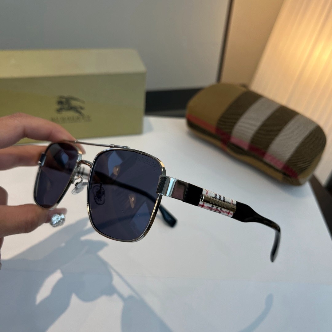 Burberry BE2394 Sunglasses 64‑16‑143 Silver Frame Dark Blue Lens