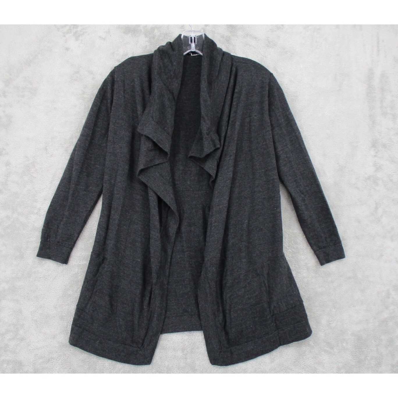 Theory Sweater Women Size M Gray Maritza Wool Open Front Cardigan Quiet Luxury