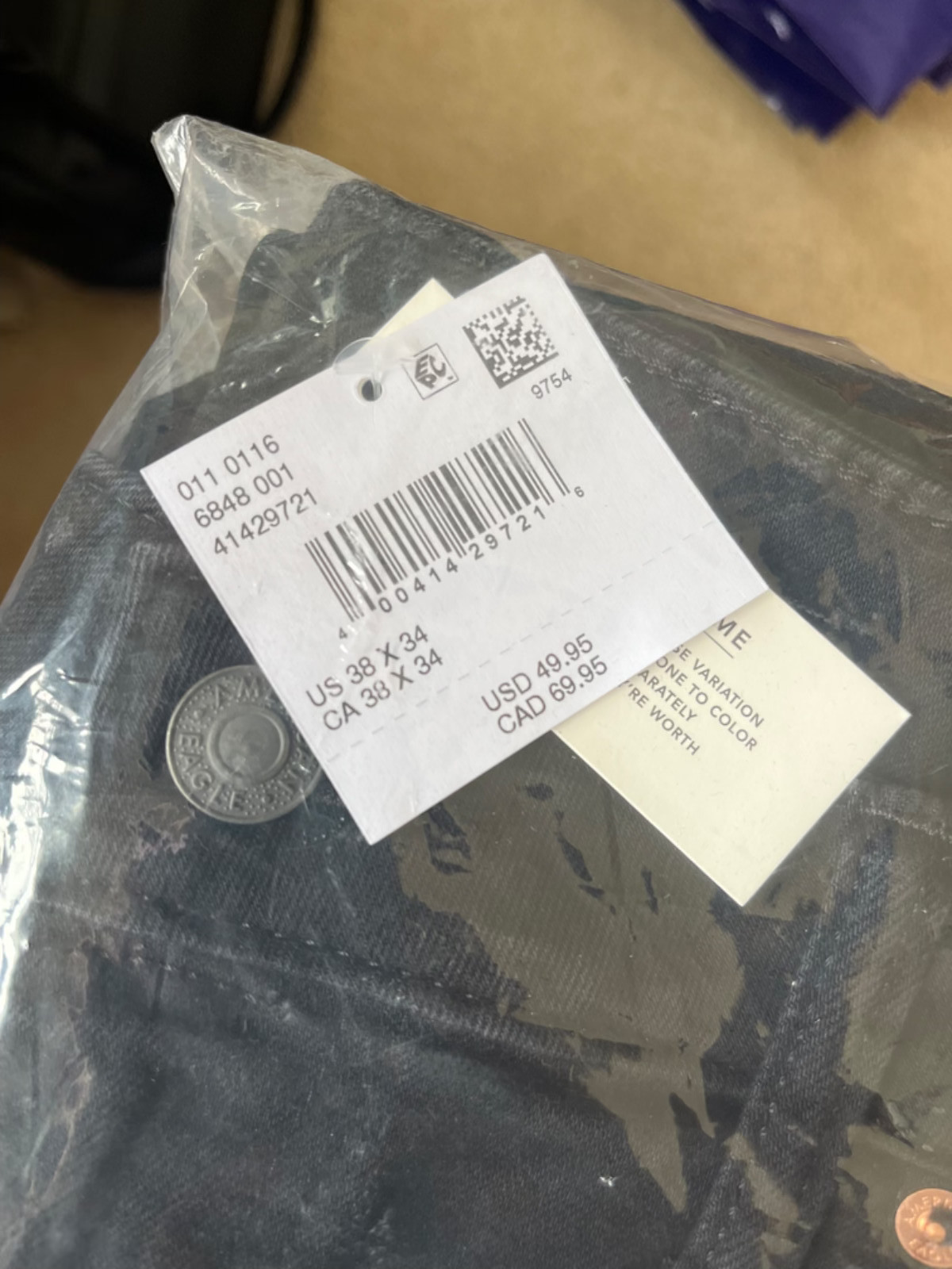 American Eagle Mens Airflex+ Slim Straight Black 38×34 Brand New