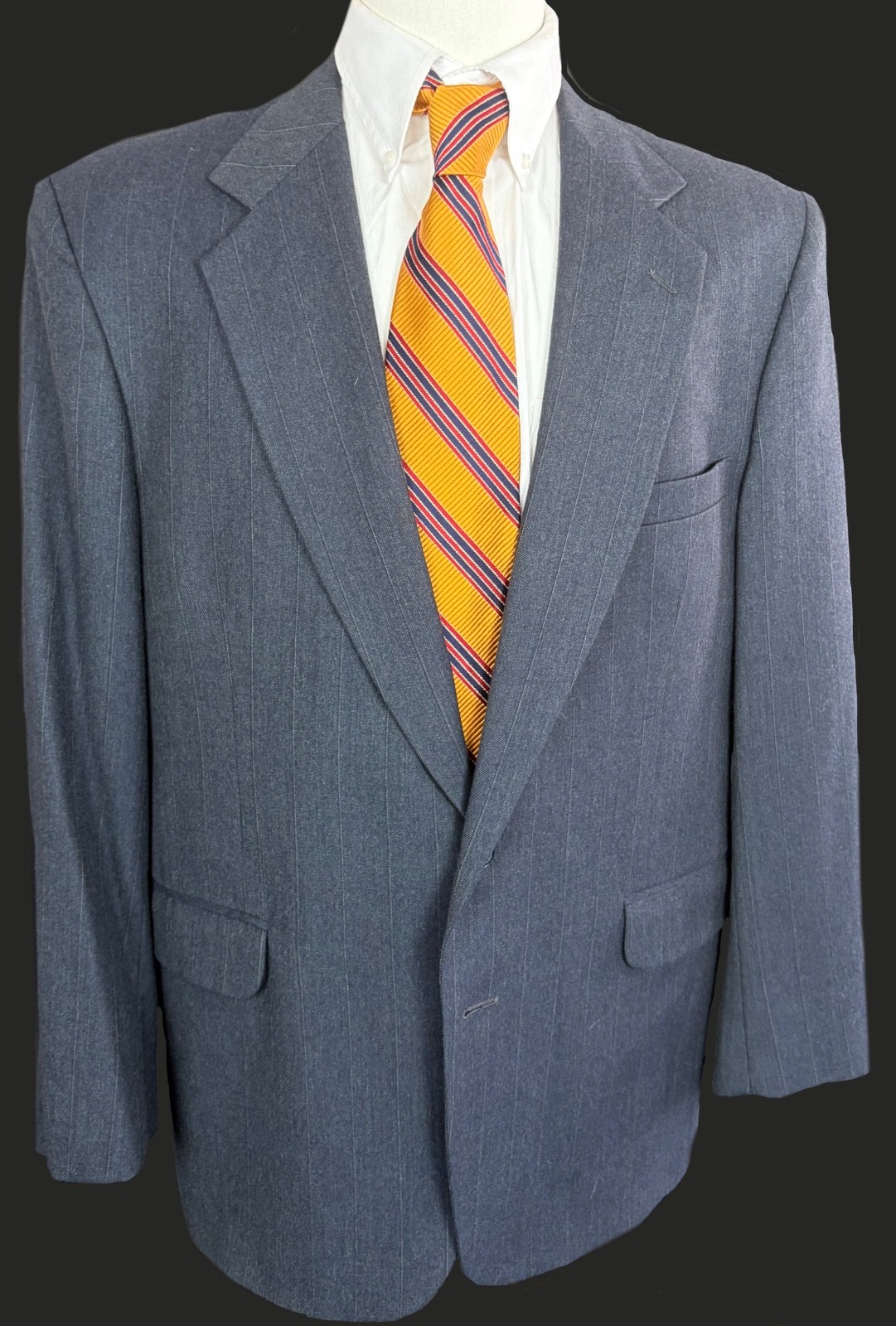 Vintage Jules Pilch Suit Gray Pinstripe 2-Piece Classic Tailored Menswear 44R