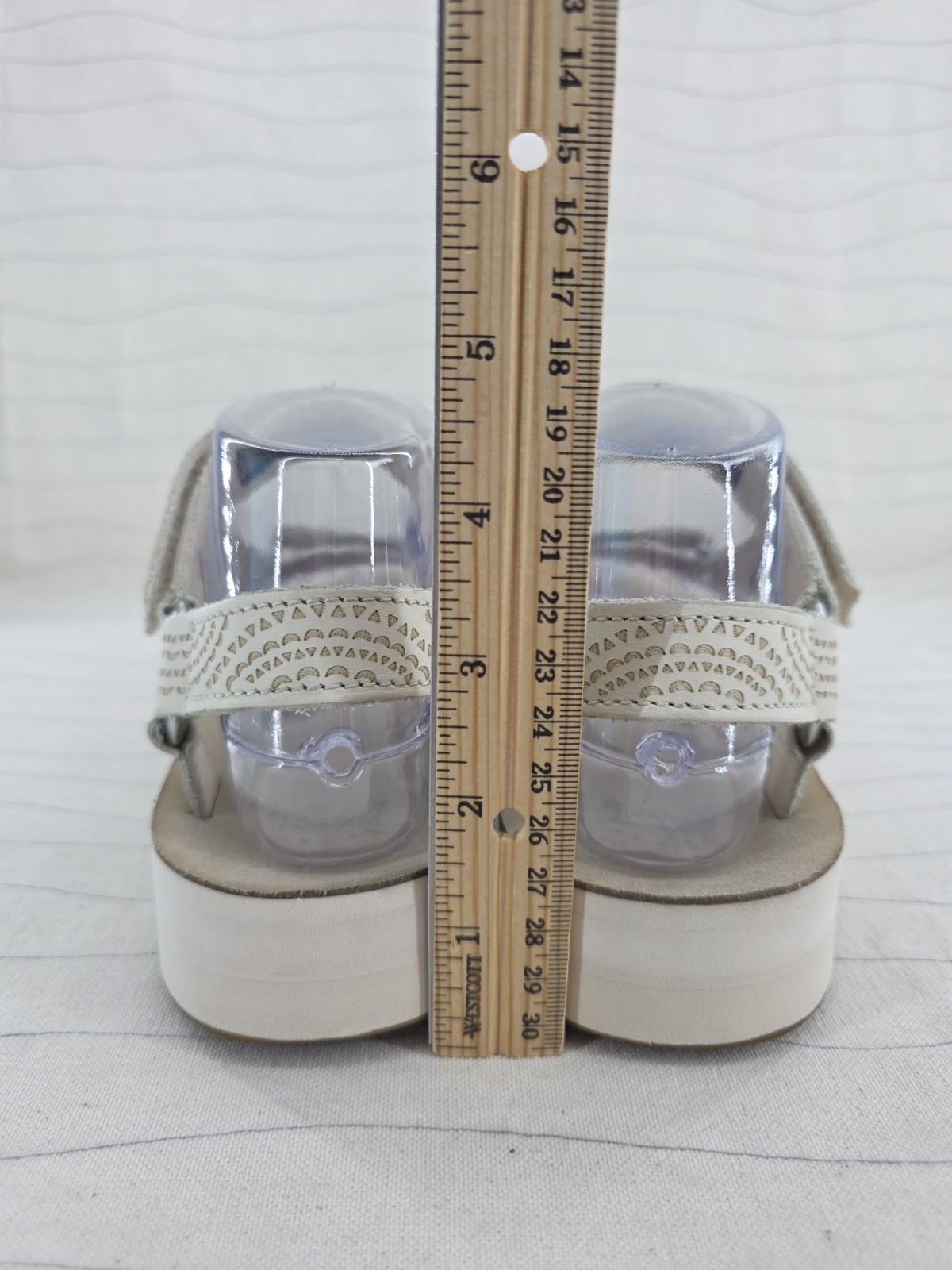 Teva Womens Midform Universal Geometric Beige Leathe4 Sandals 1090873 Size 7
