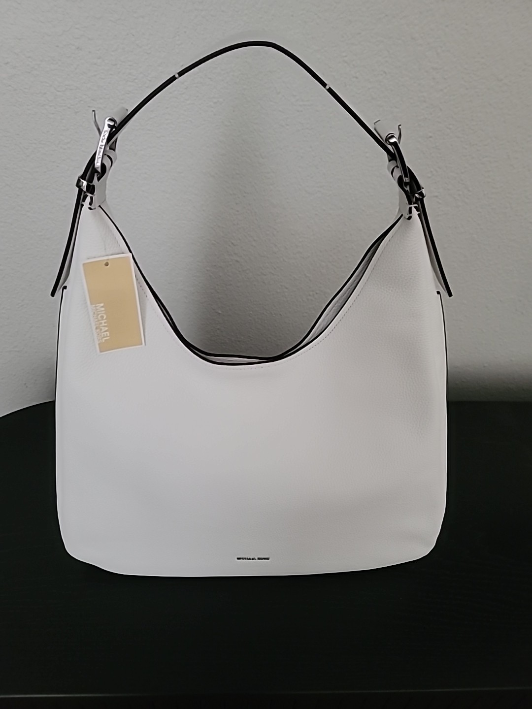 Michael Kors Nolita Pebbled Leather Hobo Shoulder Bag Large In Optic White