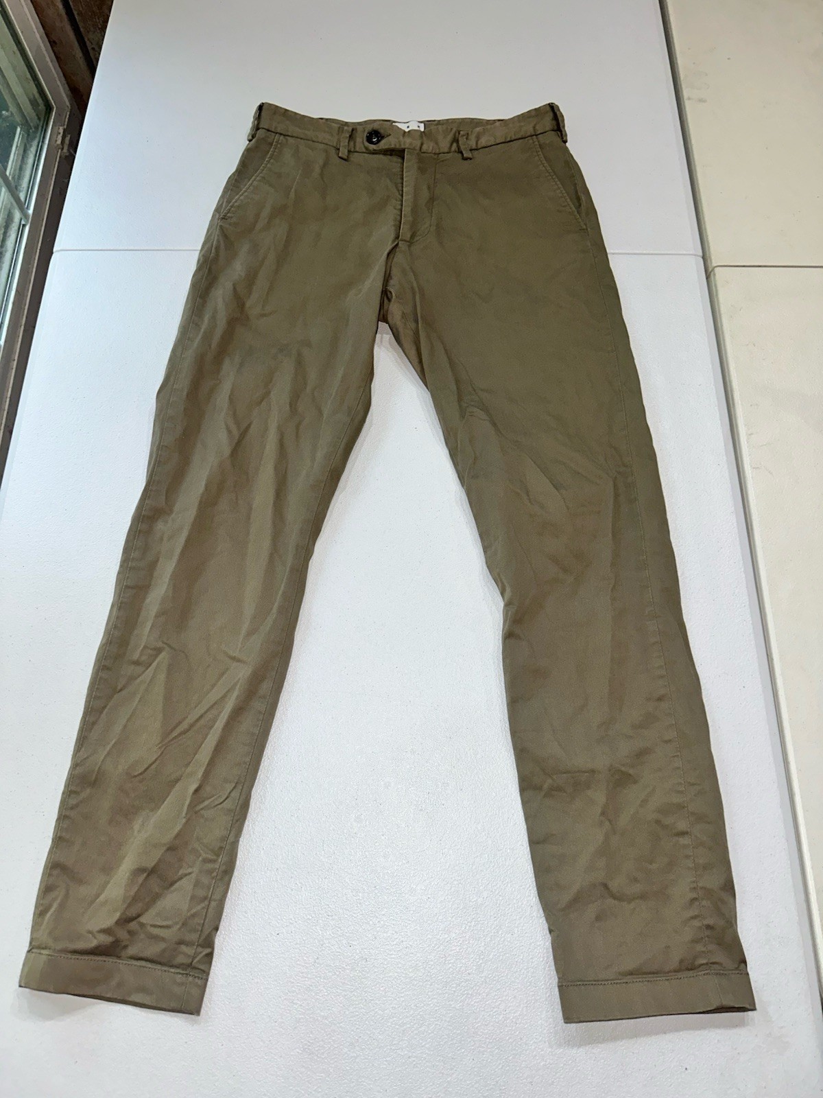 Asket The Chino Pants Men’s 28X30 Act 28X29 Slim Fit Tan Cotton Stretch Portugal