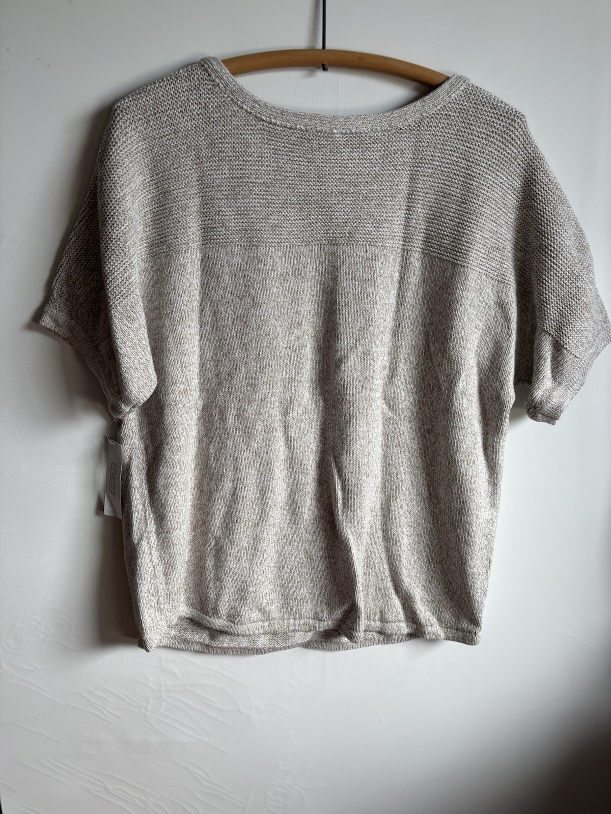 Chico’s Women’s Size 2 Pullover Spacedye Summer Marbled Boat NK Rocky MT Taupe