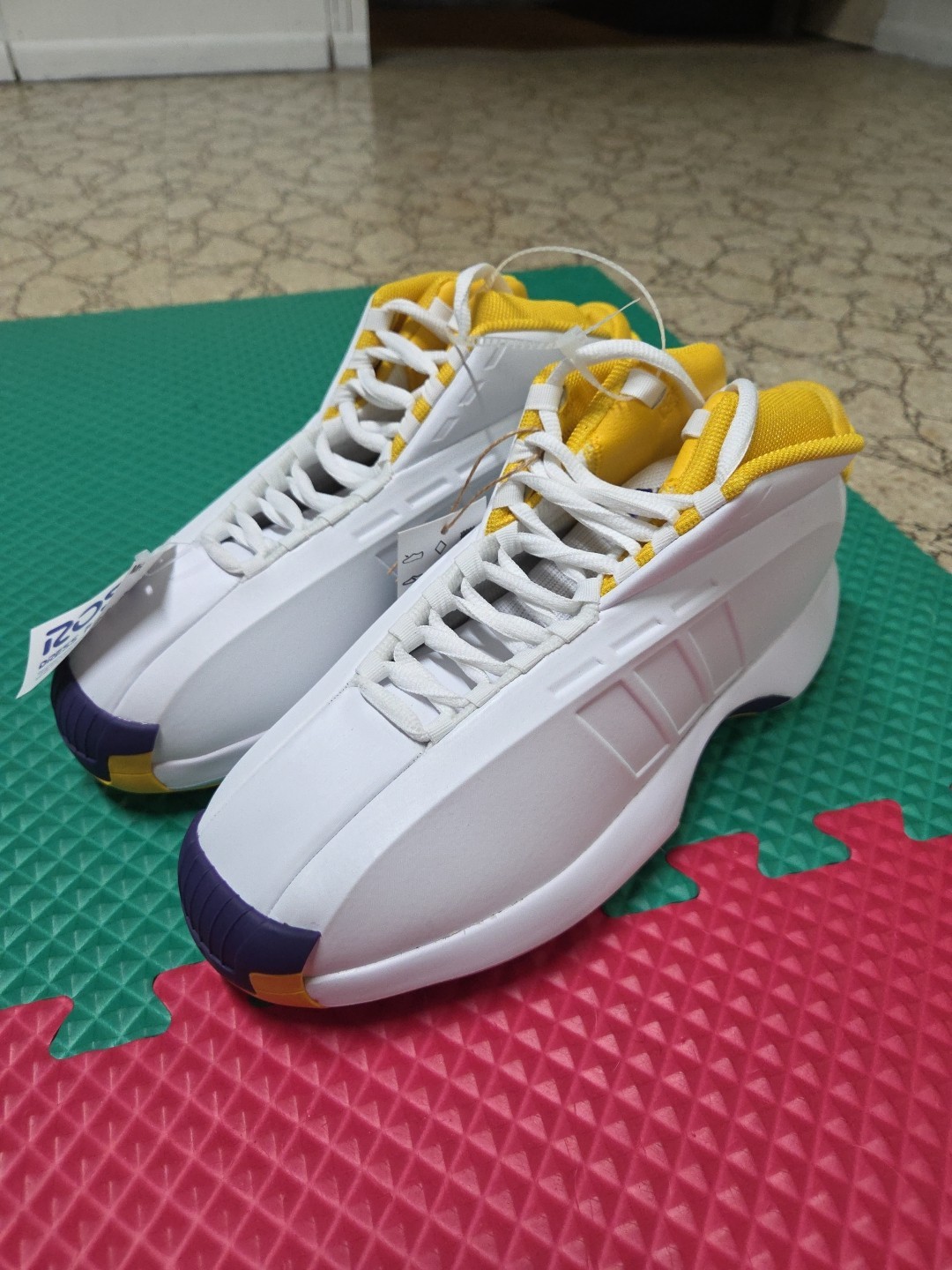 Adidas Crazy 1 Lakers Kobe Size 10 1/2 White Purple Yellow