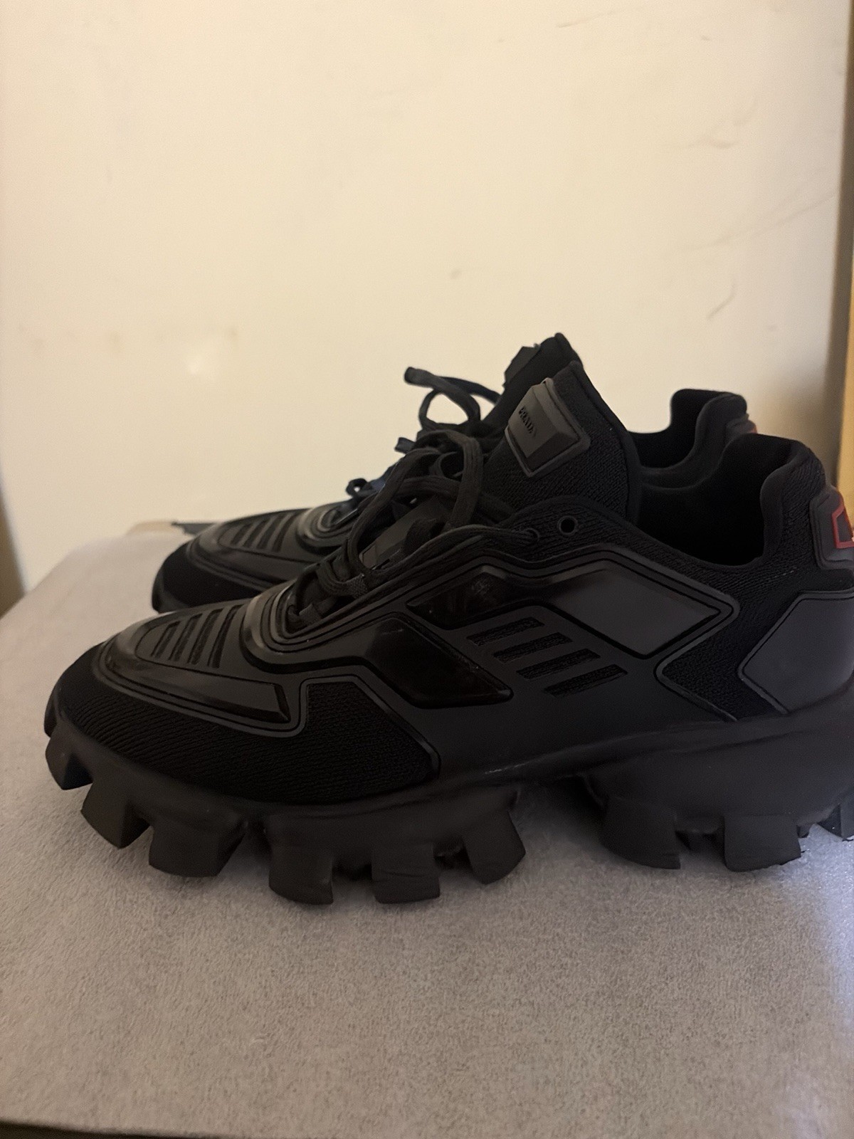 PRADA Cloudbust Thunder knit fabric sneakers in black Men’s Size 12