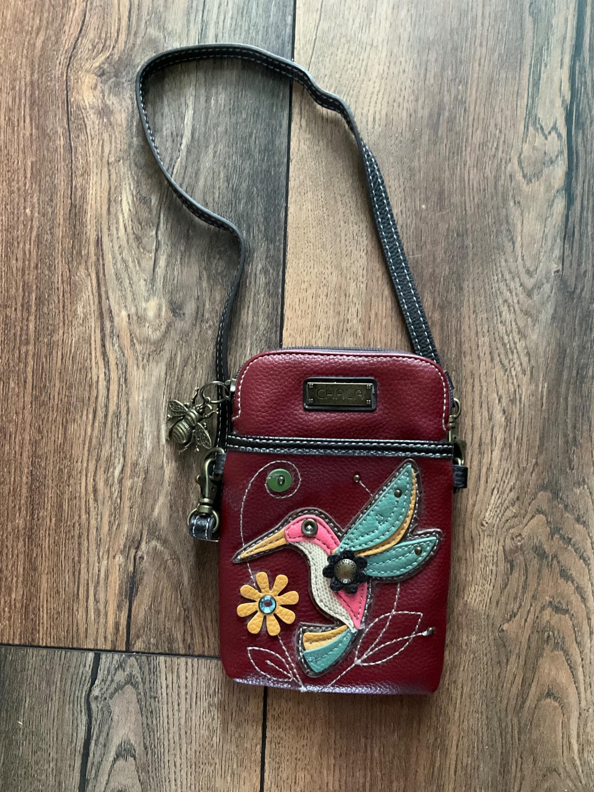 Chala double set Large garnet red Hummingbird Tote Purse/bag / Mini Phone purse