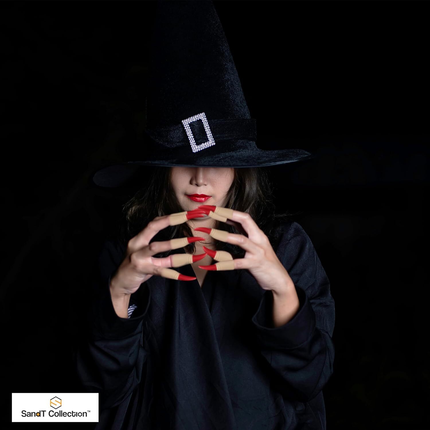 10 Piece Fake Costume Gothic Nails Scary Witch Zombie Vampire Nails (Red)