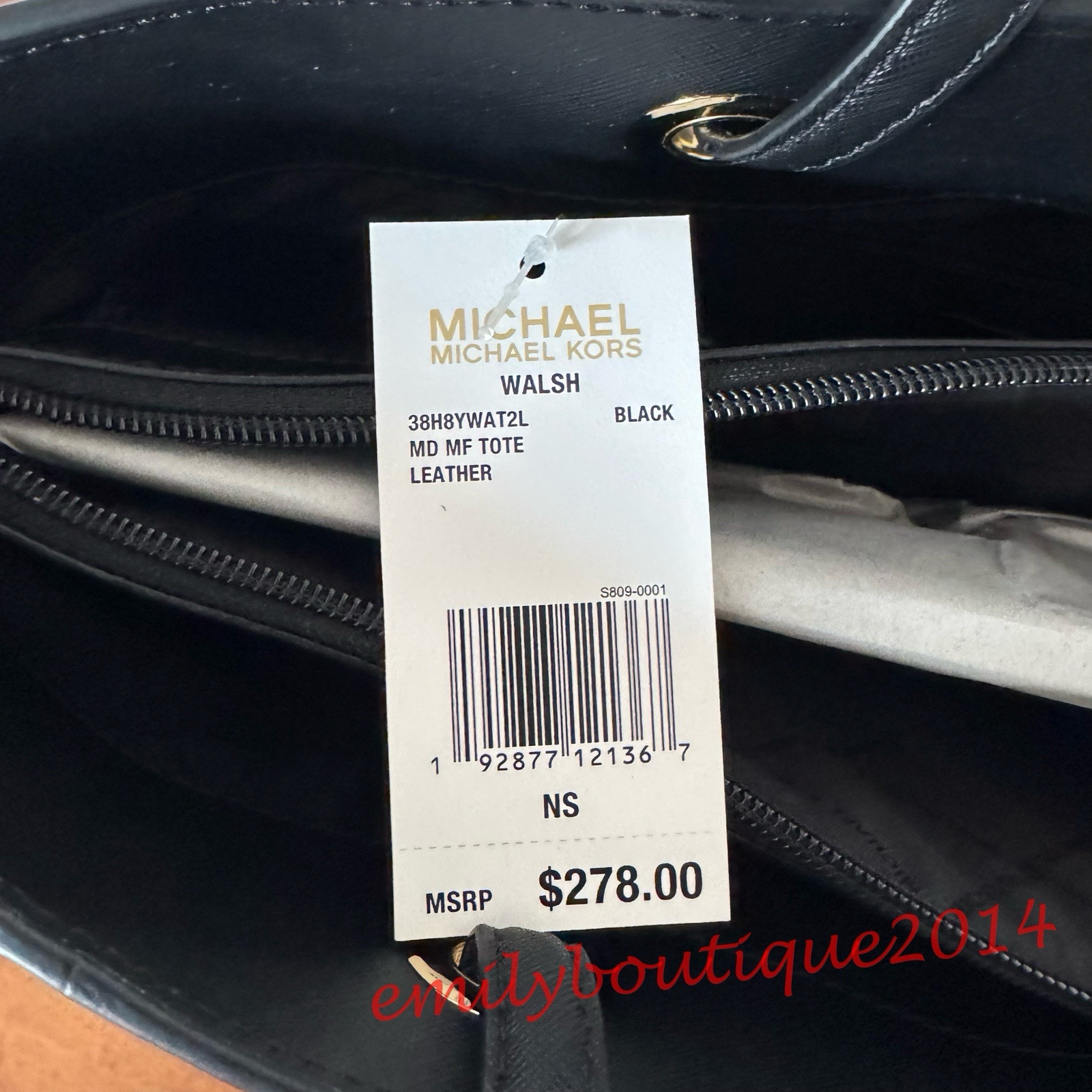 NWT Michael Kors Walsh Multifunction Tote Black Saffiano Leather Shoulder Bag