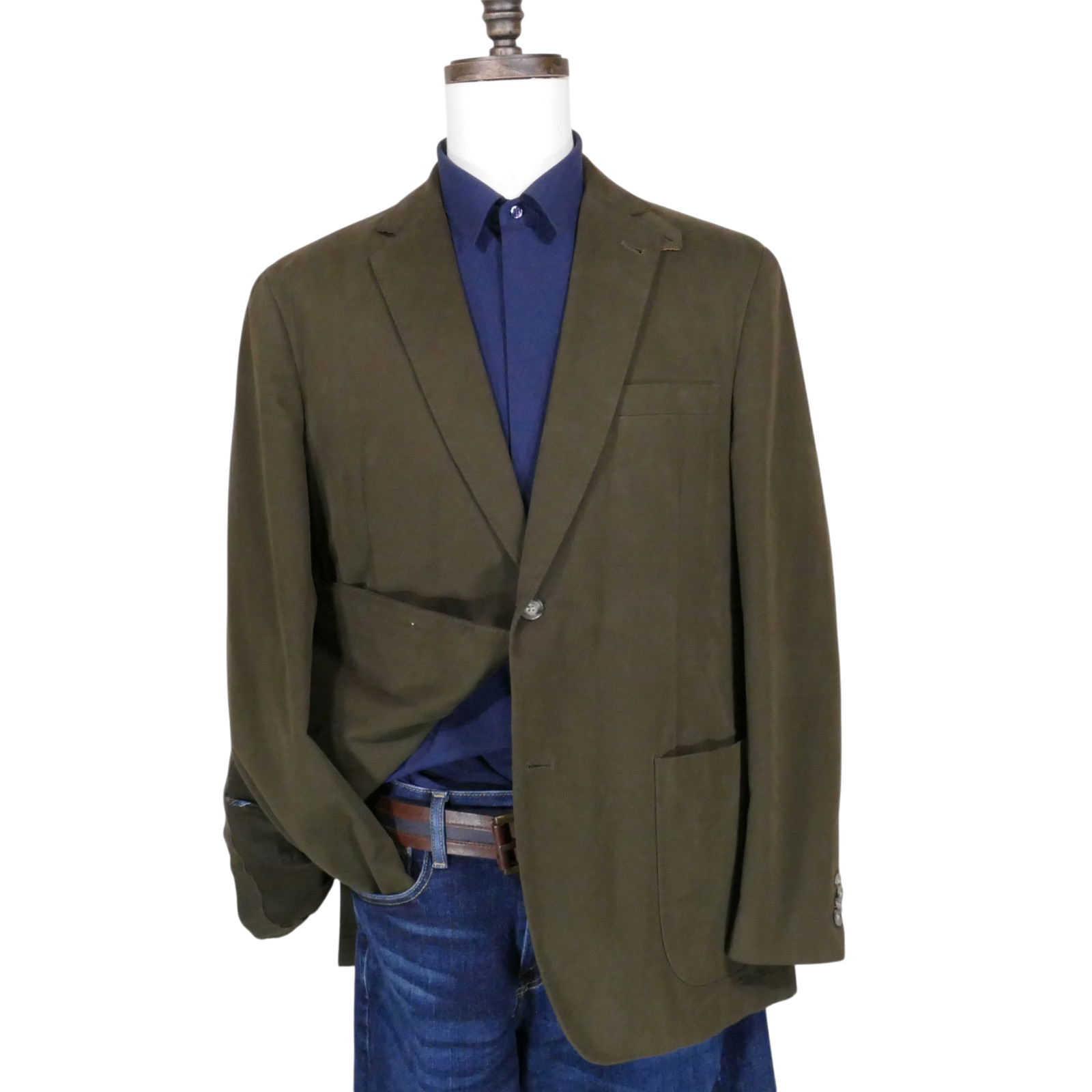 Kroon BONO Blazer Sport Coat Mens 42R Cotton 2 Button Jacket Olive Green