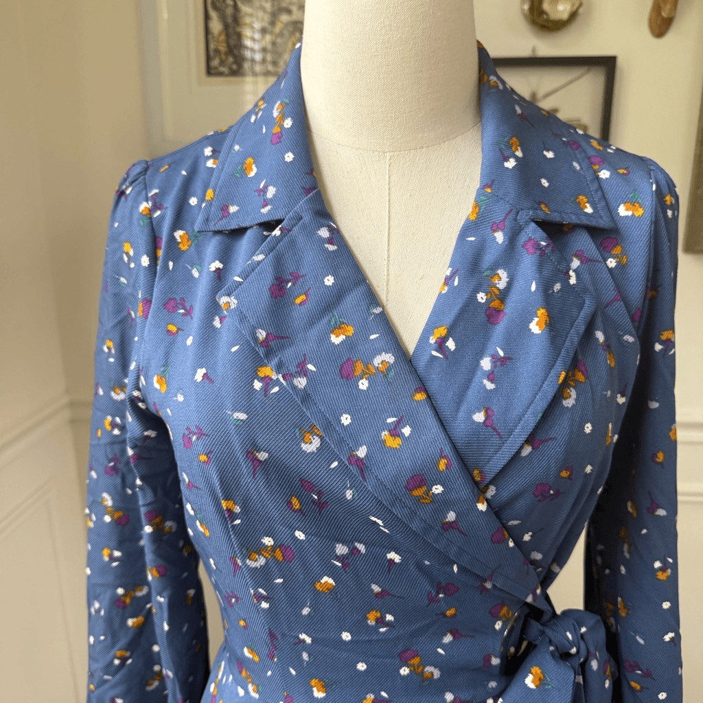 Chriselle Lim Collection Wren Floral Print Trench Dress Dusty Blue Floral $110 M