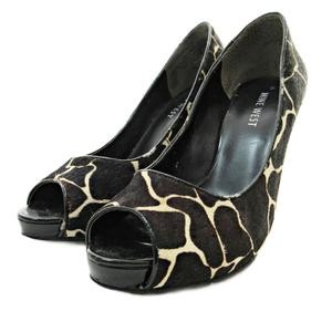 NINE WEST Giraffe Pattern Leather Pumps Brown 5/22cm (8.66in) B Condition