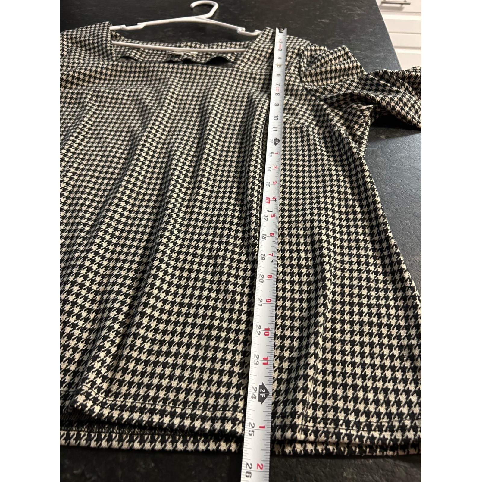 Cato Women B/W Houndstooth Square Neck Puff Sleeve Blouse Top Plus 18/20