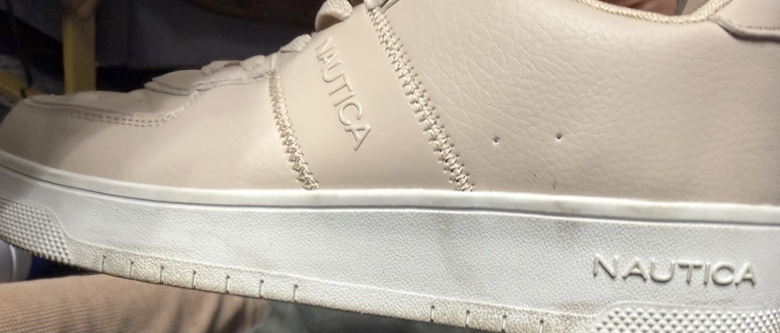 Nautica Wiana Women’s Beige/Apricot Faux Leather Lace Up Sneakers Logo US 9 UK 7