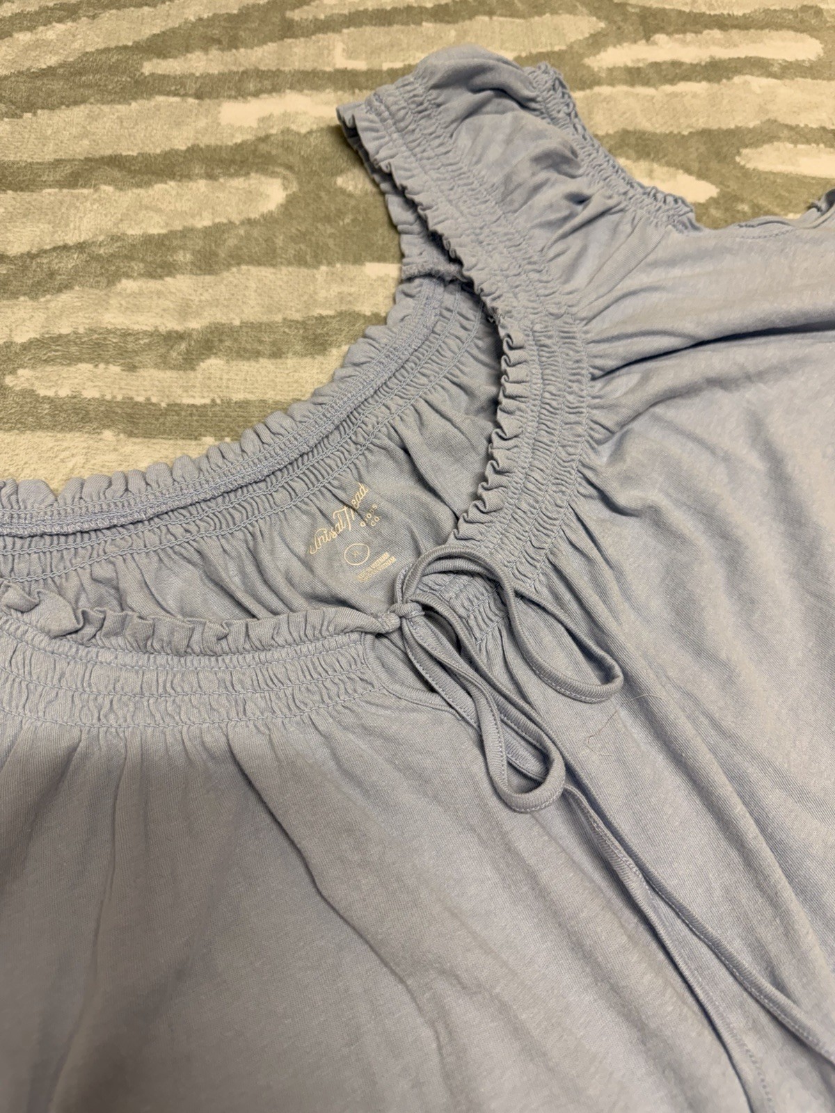 Universal Thread Blue Cotton Knit Ruffle Scoop Neck Tie Flowy Tank Top Size XL