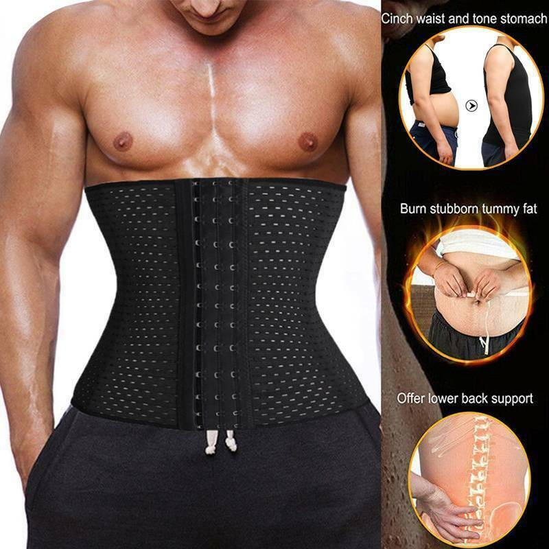 Men Breathable Slim Waist Trainer Corset Belt Fat Burner Weight Loss Body Shaper