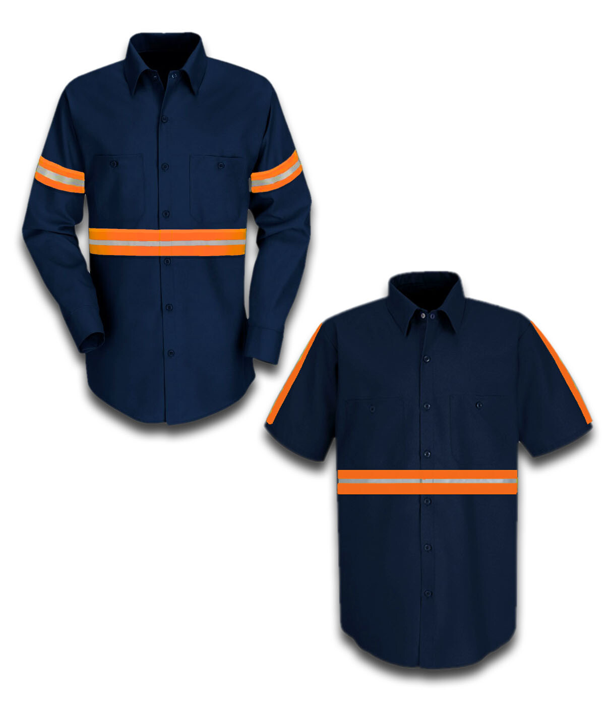 Enhanced Visibility Work Shirts Hi Vis Orange Reflective Industrial Work Uniform