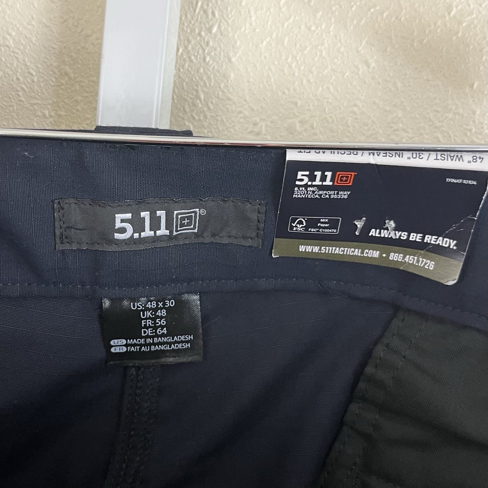 NWT 5.11® Men’s Regular Fit Flex-Tac TDU Ripstop Cargo Pant 48 X 30
