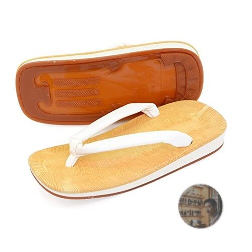 Takeharu Men’s Setta Sandals Yellow Chiba Pattern Rubber Sole LL Japan Made New