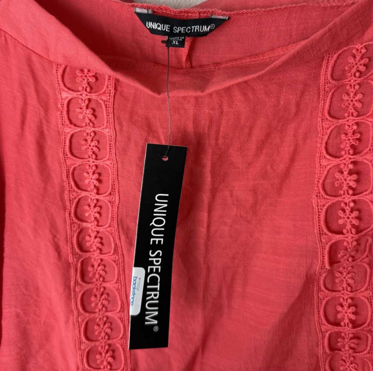 NEW Unique Spectrum Blouse Size XL Top 3/4 Sleeves Lightweight Reddish Pink