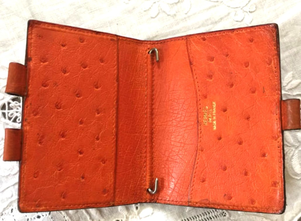 Hermes Paris Agenda Notebook Cover Exotic Leather Orange Brown 3.9×2.8in France