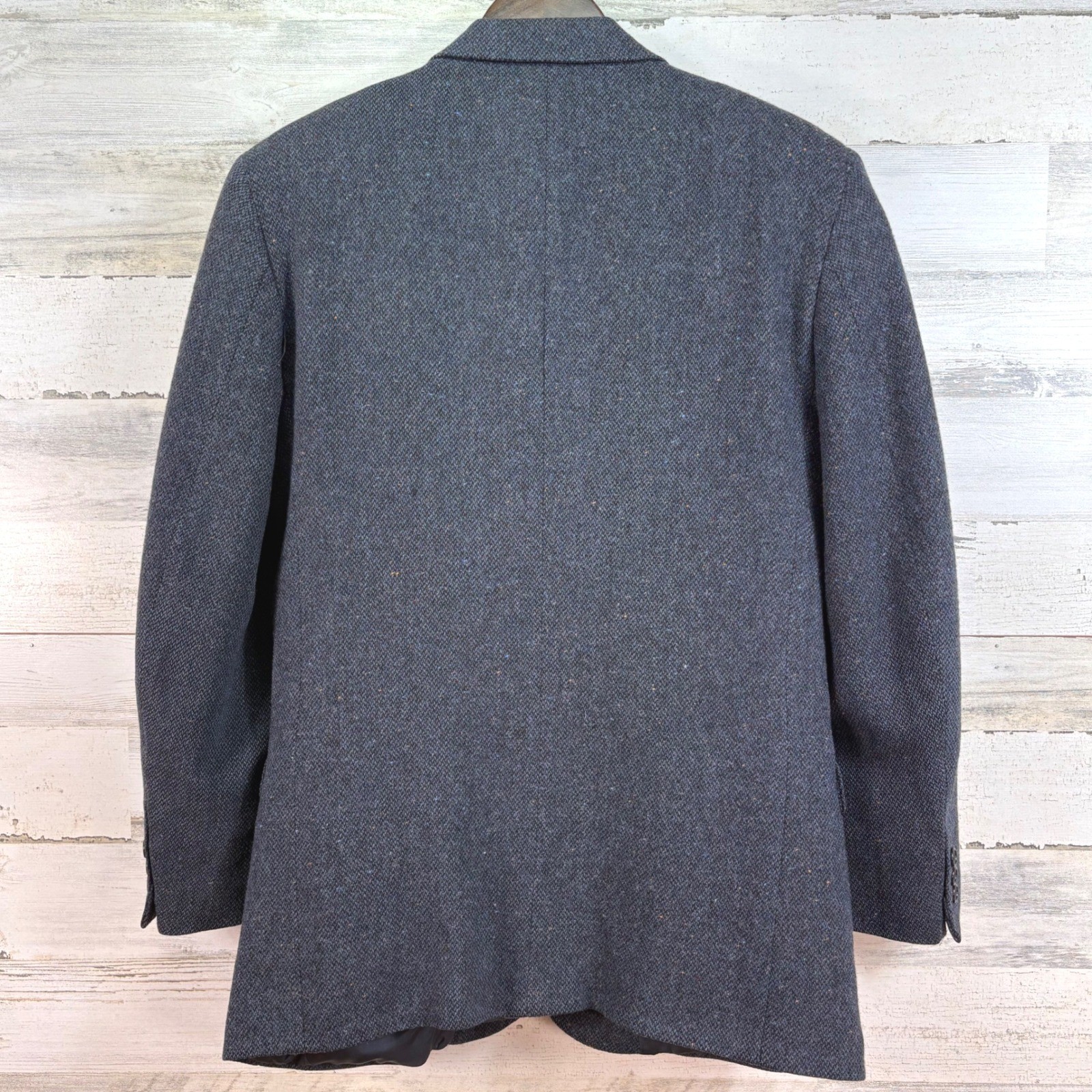 Tailors Row by Deansgate 40R Mens Tweed Blazer Suit Jacket Blue Gray Wool Blend
