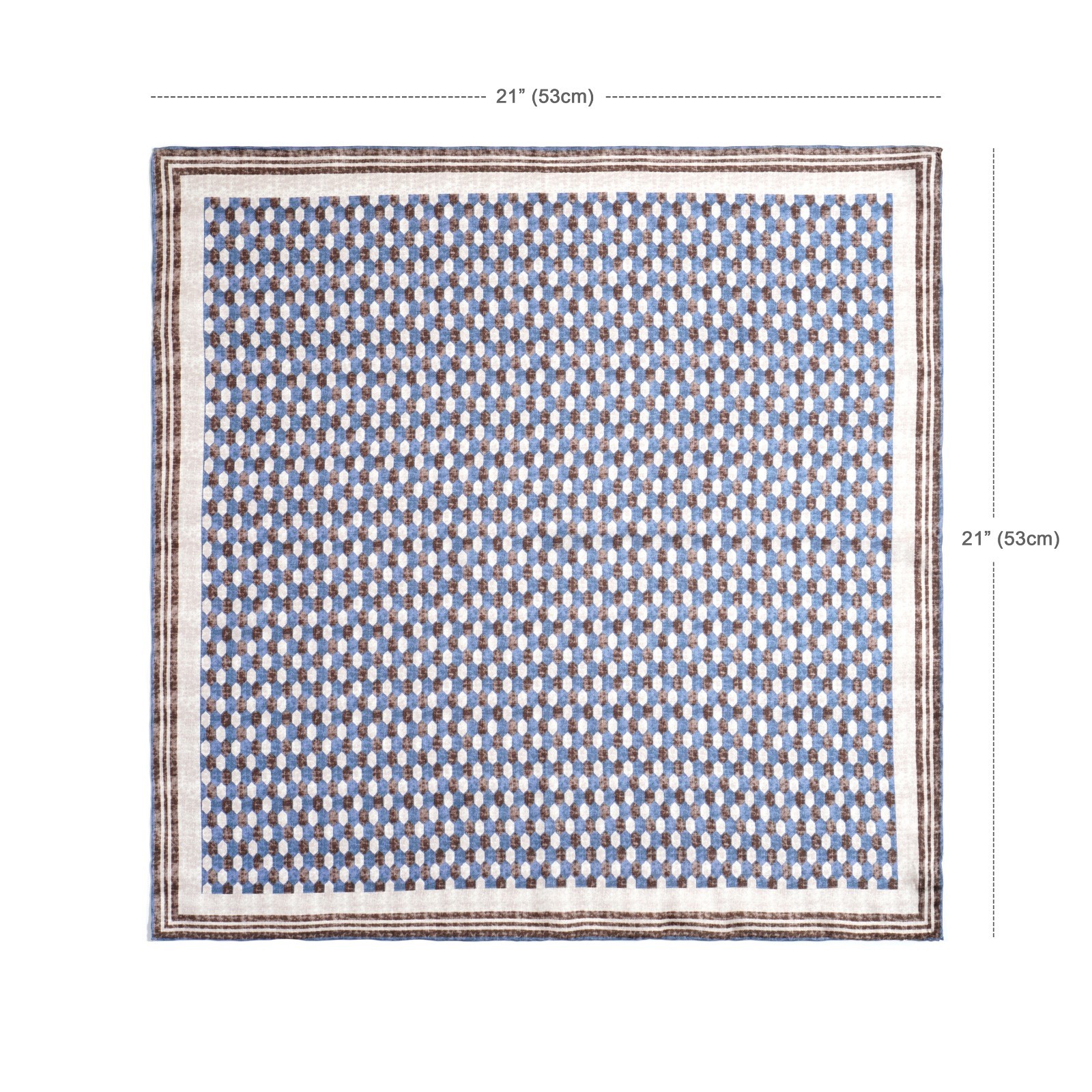 Men’s 100% Silk Twill Handkerchief Denim color &brown Pocket Square 21″ 53cm