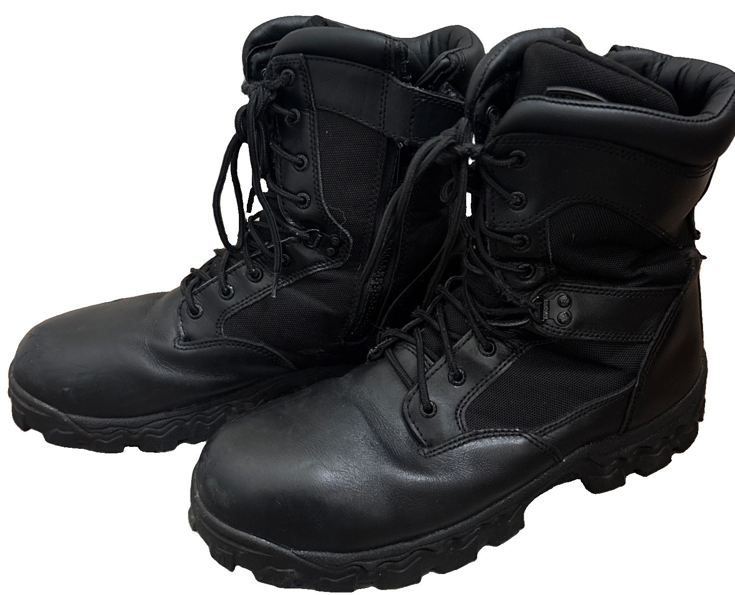 ROCKY Boots Mens 13M Alpha Force Black Leather 8″ Tactical Military Zip Lace Up
