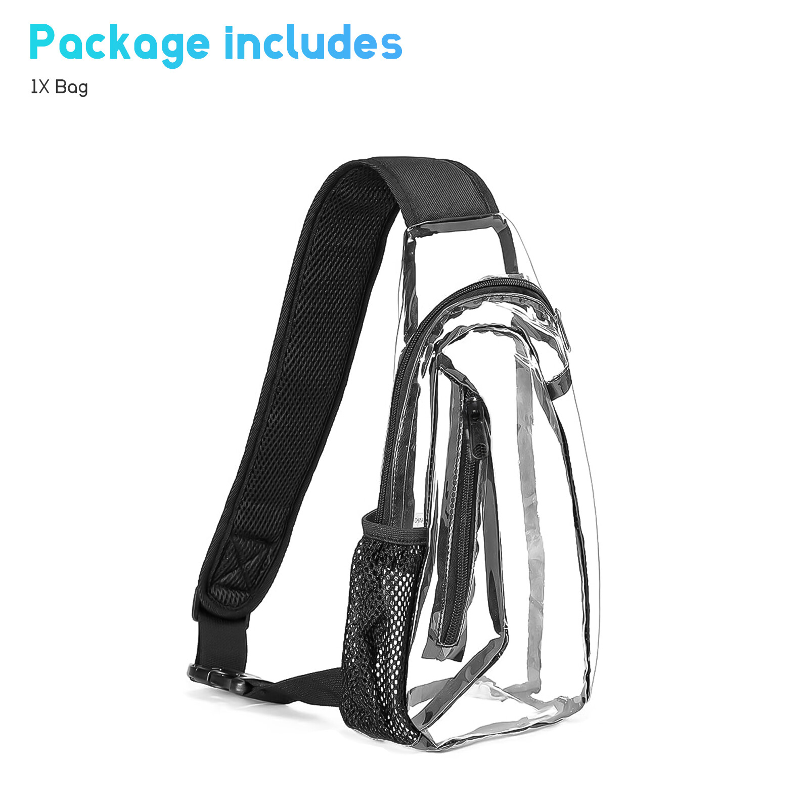 Clear PVC Sling Bag Transparent Stadium Shoulder Crossbody Chest Pack Adjustable