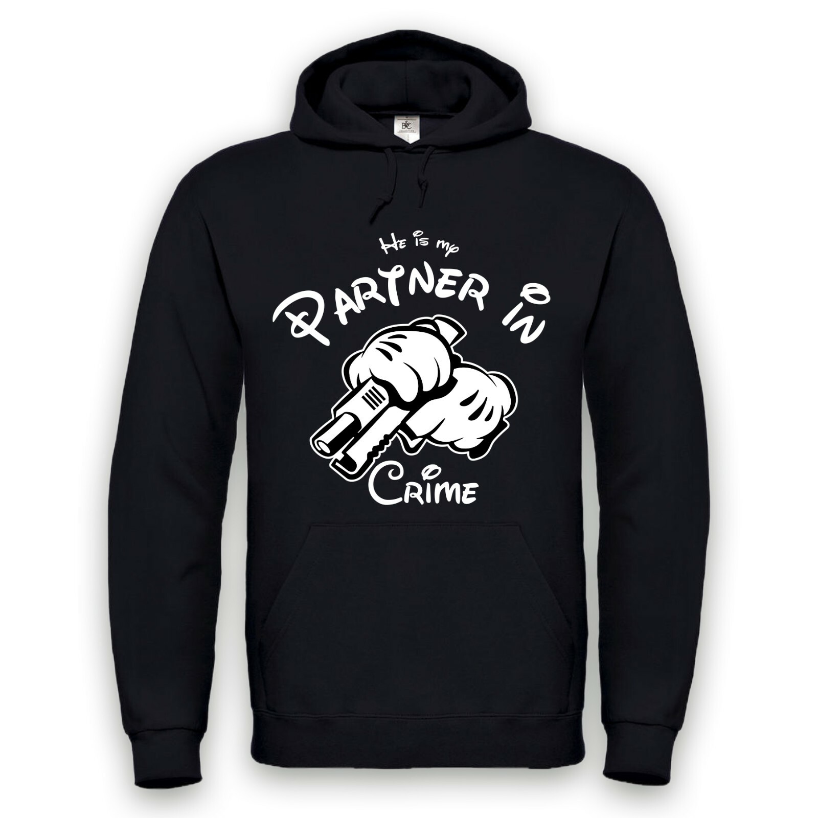 Partner in Crime Hoodie Hooded Pullover Partner Couple Black Sizes XXS-5XL
