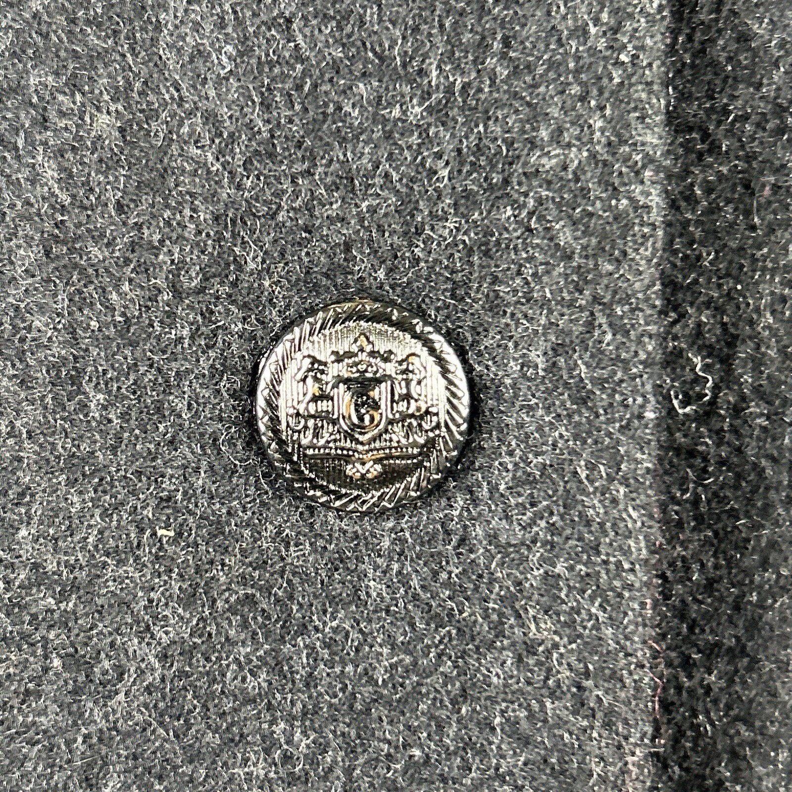 Guess Pea Coat Womens Sz XL Wool Blend Colorblock Gray/Black Snap Buttons Zip Up
