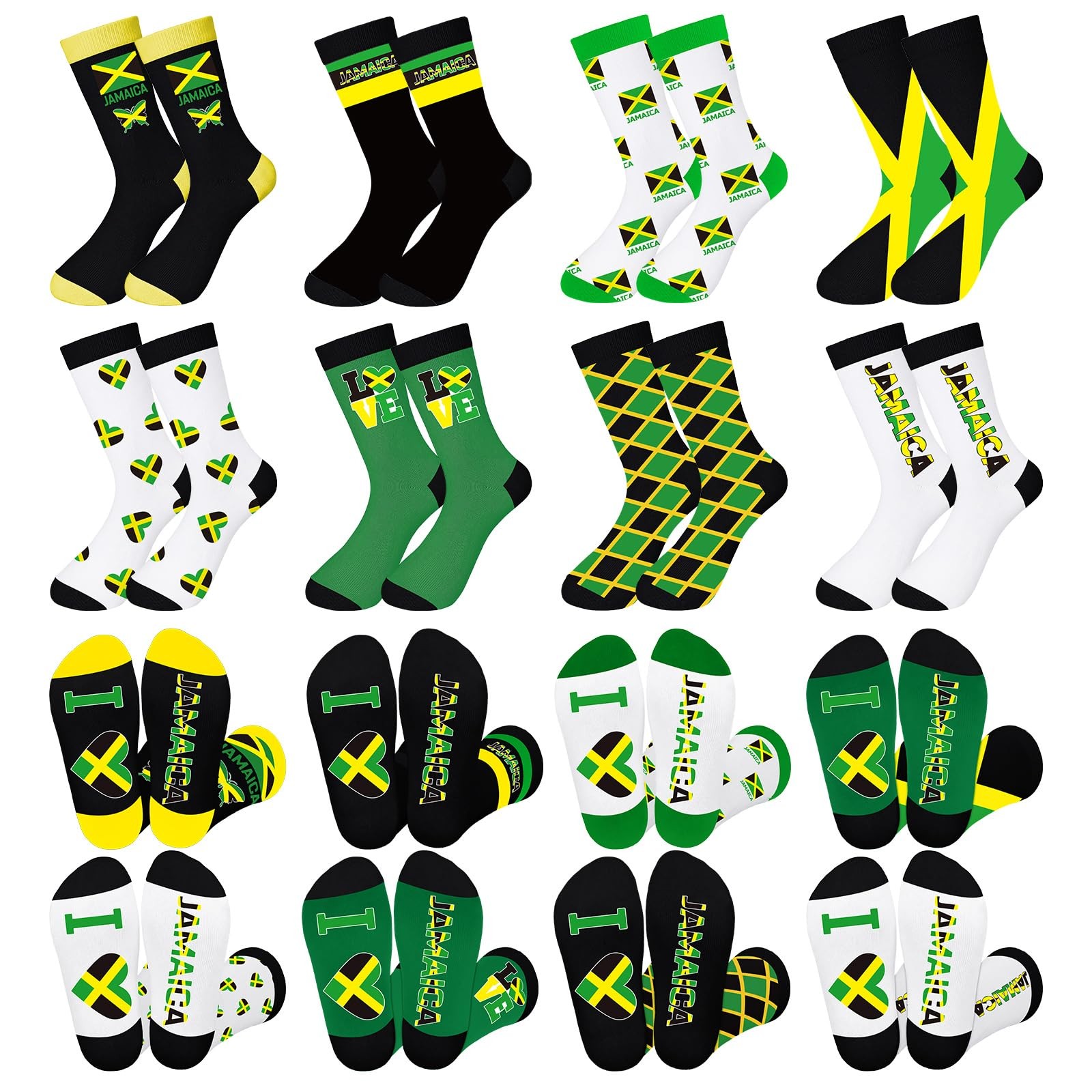 8 Pairs Jamaican Socks for Men Women Jamaican Flag Printed Breathable Cotton …