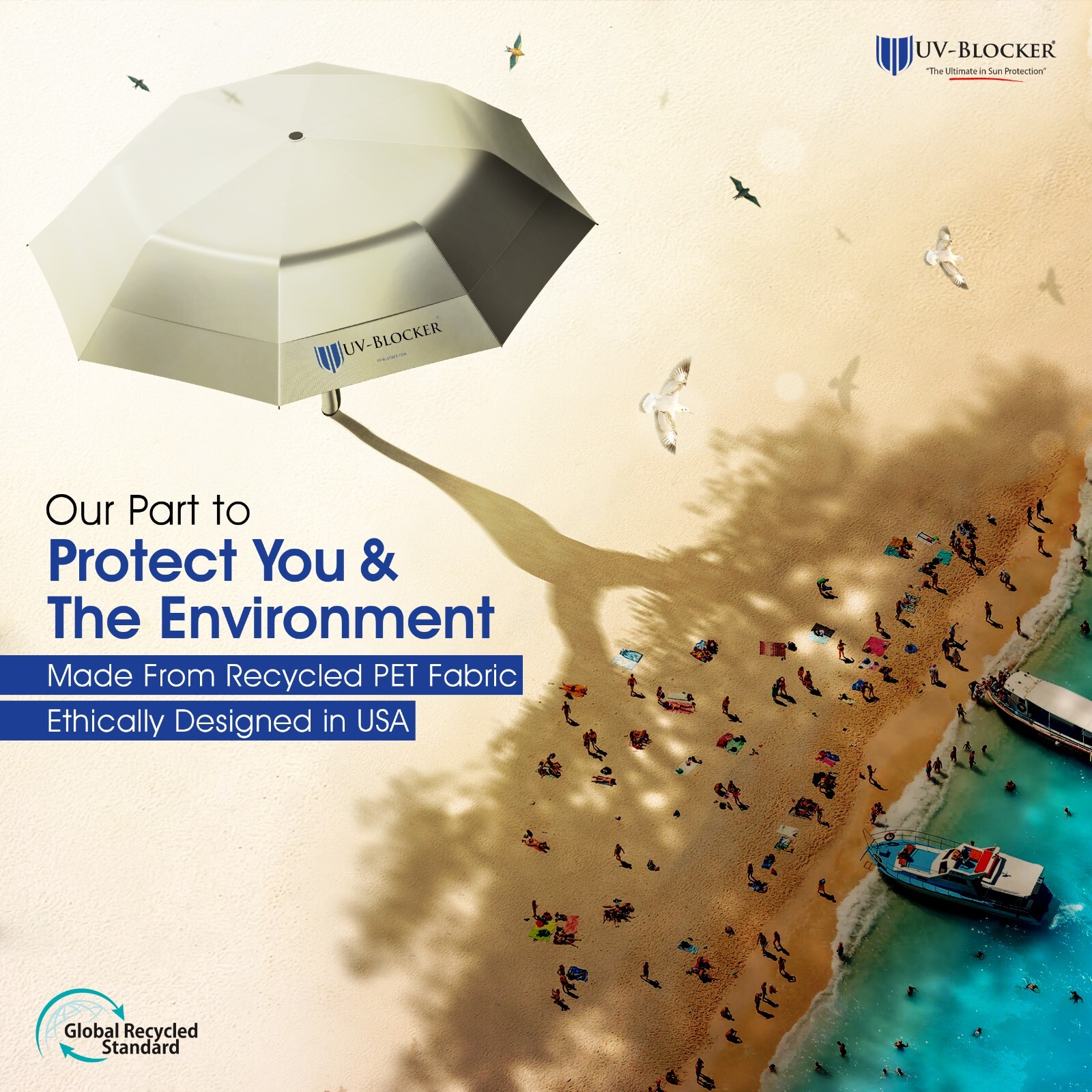 UV-Blocker UPF 50+ UV Protection Travel Sun Umbrella