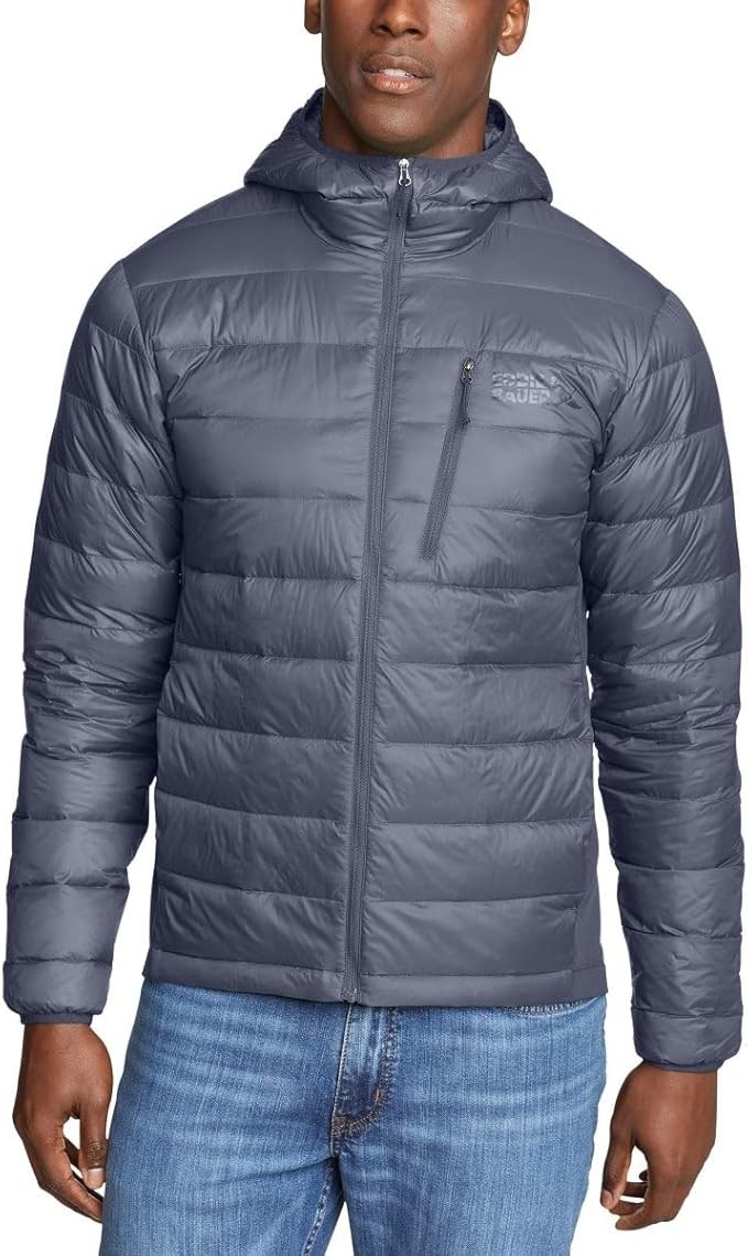 Eddie Bauer 550 Down Puffer Jacket Hooded Gray Mens Extra-Large XL NWT