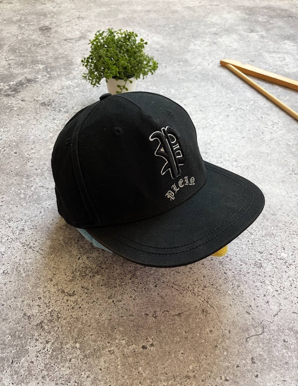 Philipp Plein Black Snapback Cap Logo Embroidered Cotton Adjustable Hat