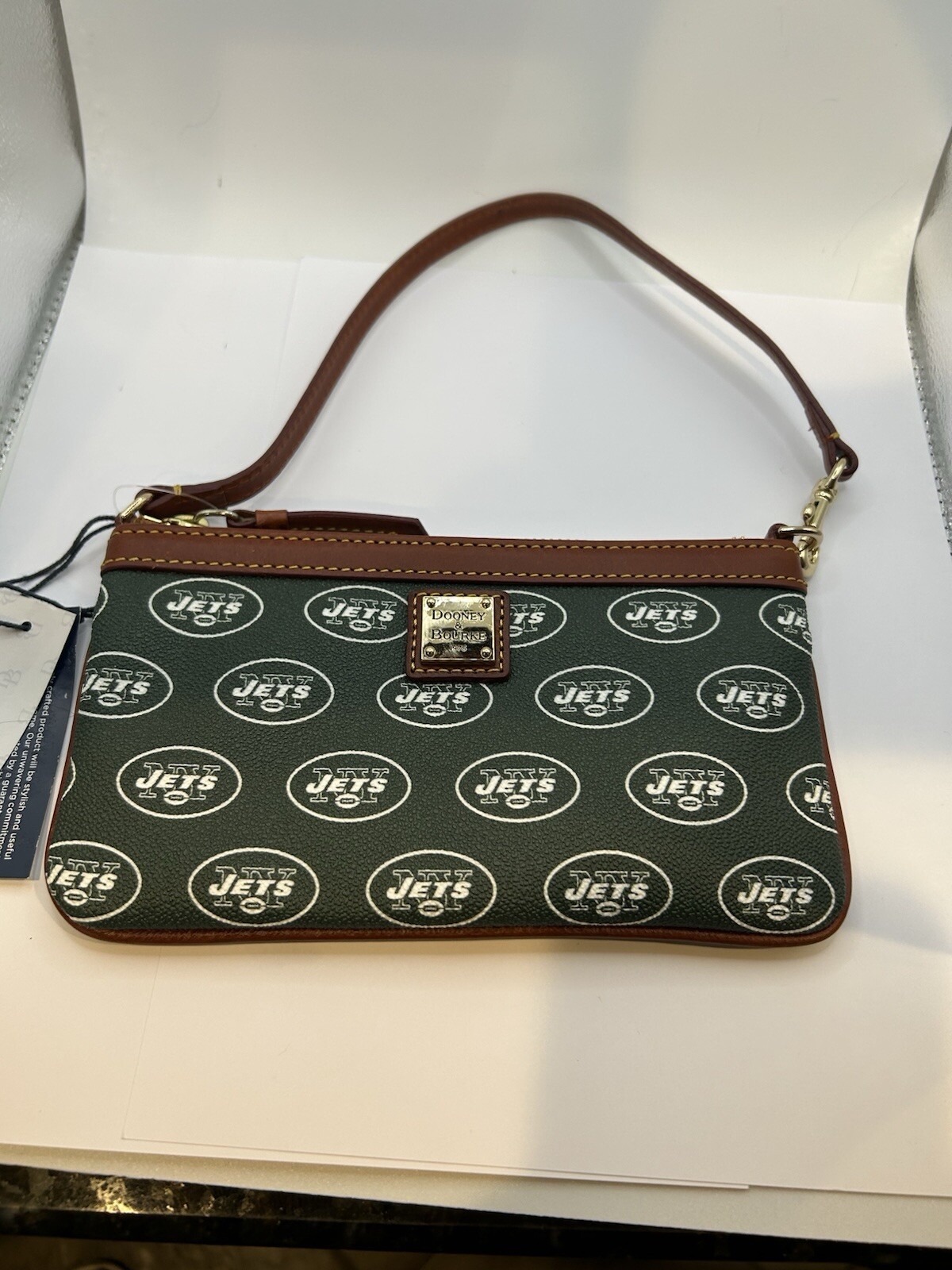 Dooney & Bourke NFL New York Jets Wristlet 7.75″W x .75″H x 4.5″D