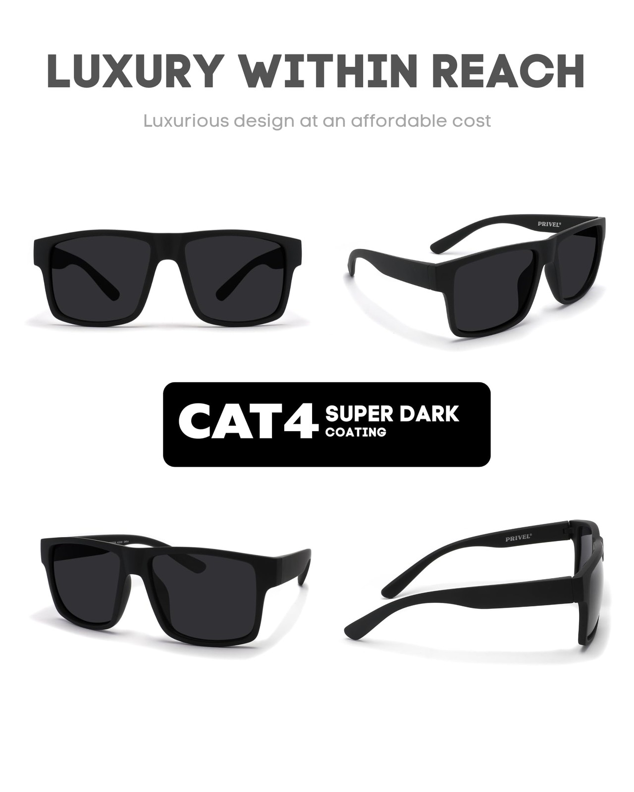 XXL Size Extra Large Fit, Matte Rubber Black| Polarized Black (Cat4)