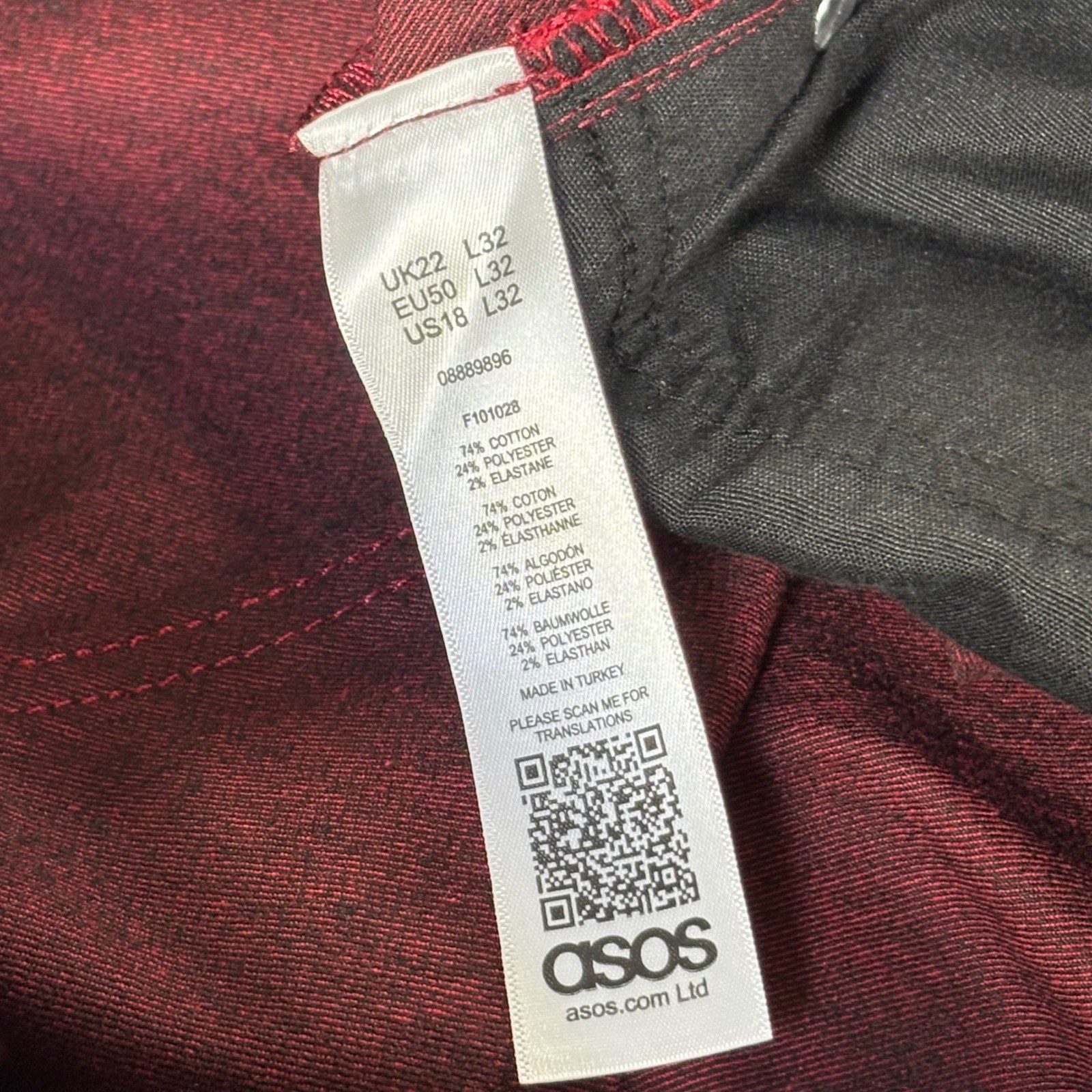 ASOS Curve Denim Red Faux Leather Pants High Rise Women Size US Size 18 NEW