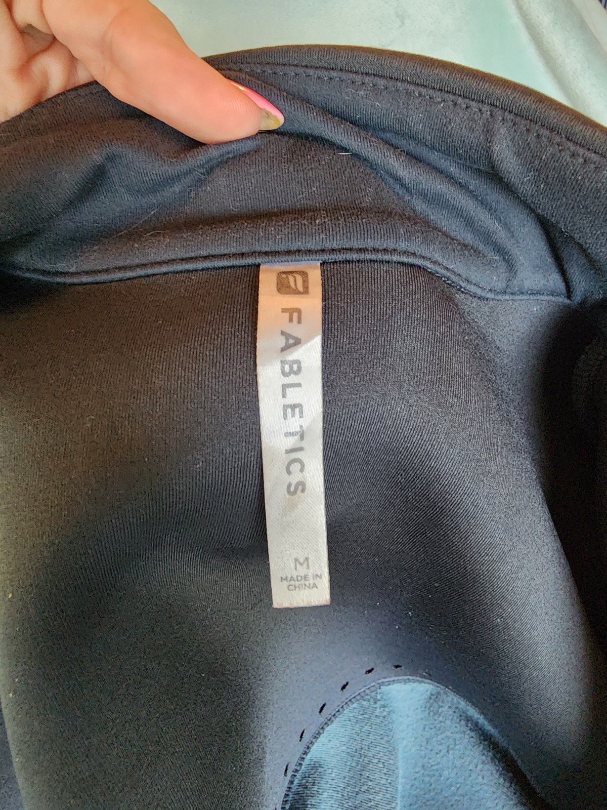 Fabletics Womens Med Full Zip Athletic Jacket Colorblock Black Green Activewear