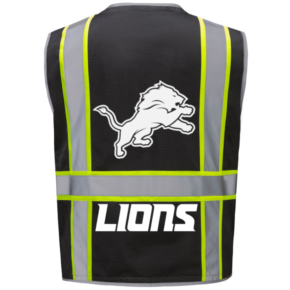 🏈🦺DETROIT LIONS REFLECTIVE SAFETY PPE VEST W/REFLECTIVE LOGO M/L/XL/2X/3X/4XL