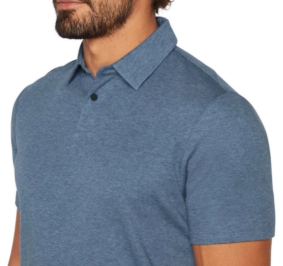 Banana Republic Luxe Touch Performance Polo Shirt, Blue, Large, Moisture Wicking