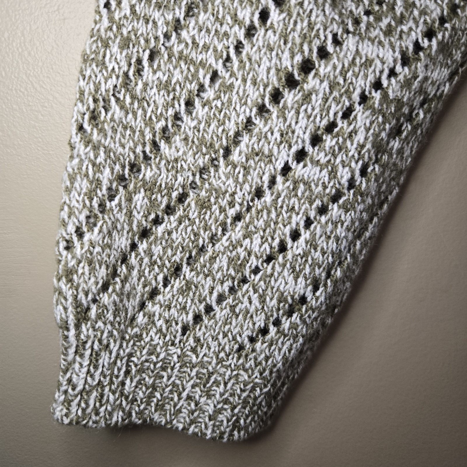 New York & Company Women’s Size Small Marled Knit Sweater 3/4 Sleeve Olive Cream
