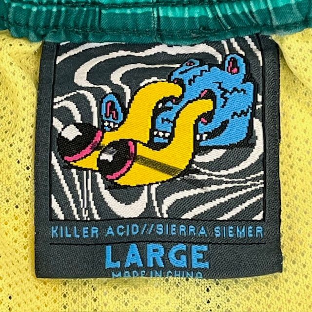 Killer Acid Board Shorts Mens Size XL No Bad Trips Green/Yellow Swim Santa Cruz