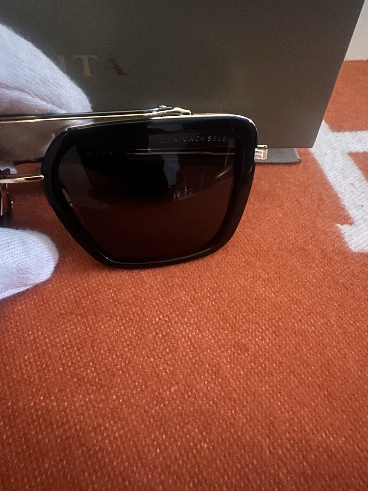 Dita Mach Seven Square Sunglasses DTS412-A-01 Yellow Gold Matte Black