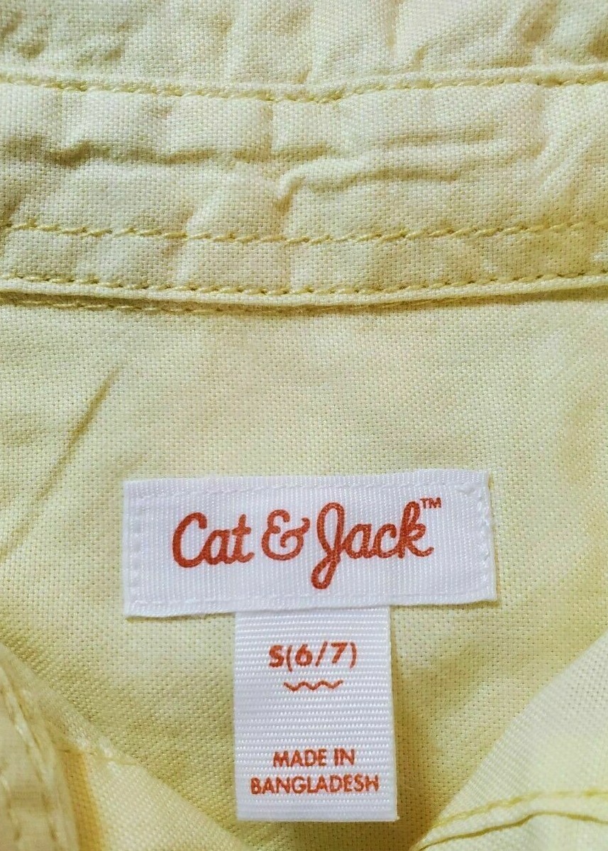 Cat & Jack Boy’s Long Sleeve Button Up Oxford Shirt Size S (6/7) Gold Beam