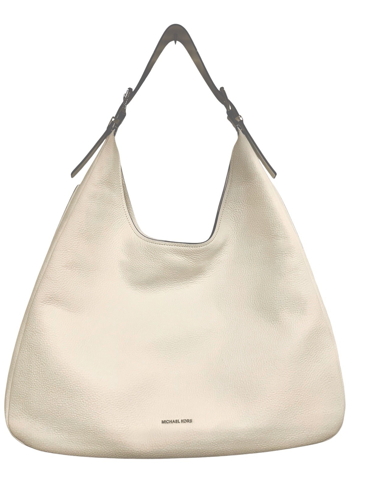 Michael Kors Nolita Large Pebble Leather Slouchy Hobo Shoulder Bag Optic White